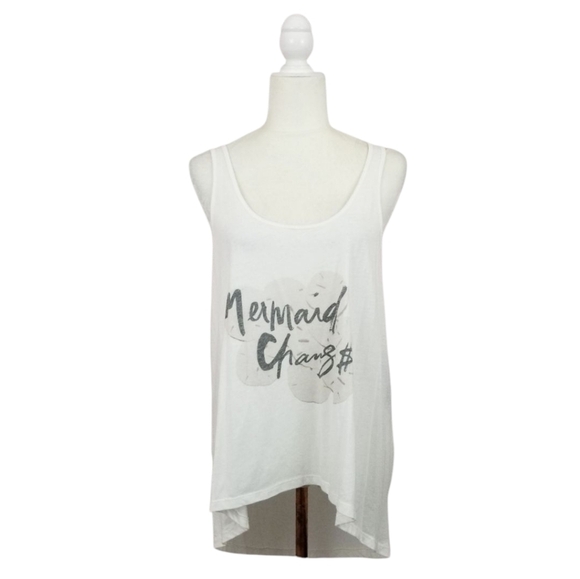 35mm Clothing Tops - 35mm Clothing Mermaid Change graphic white low back tank top women's size M NWT